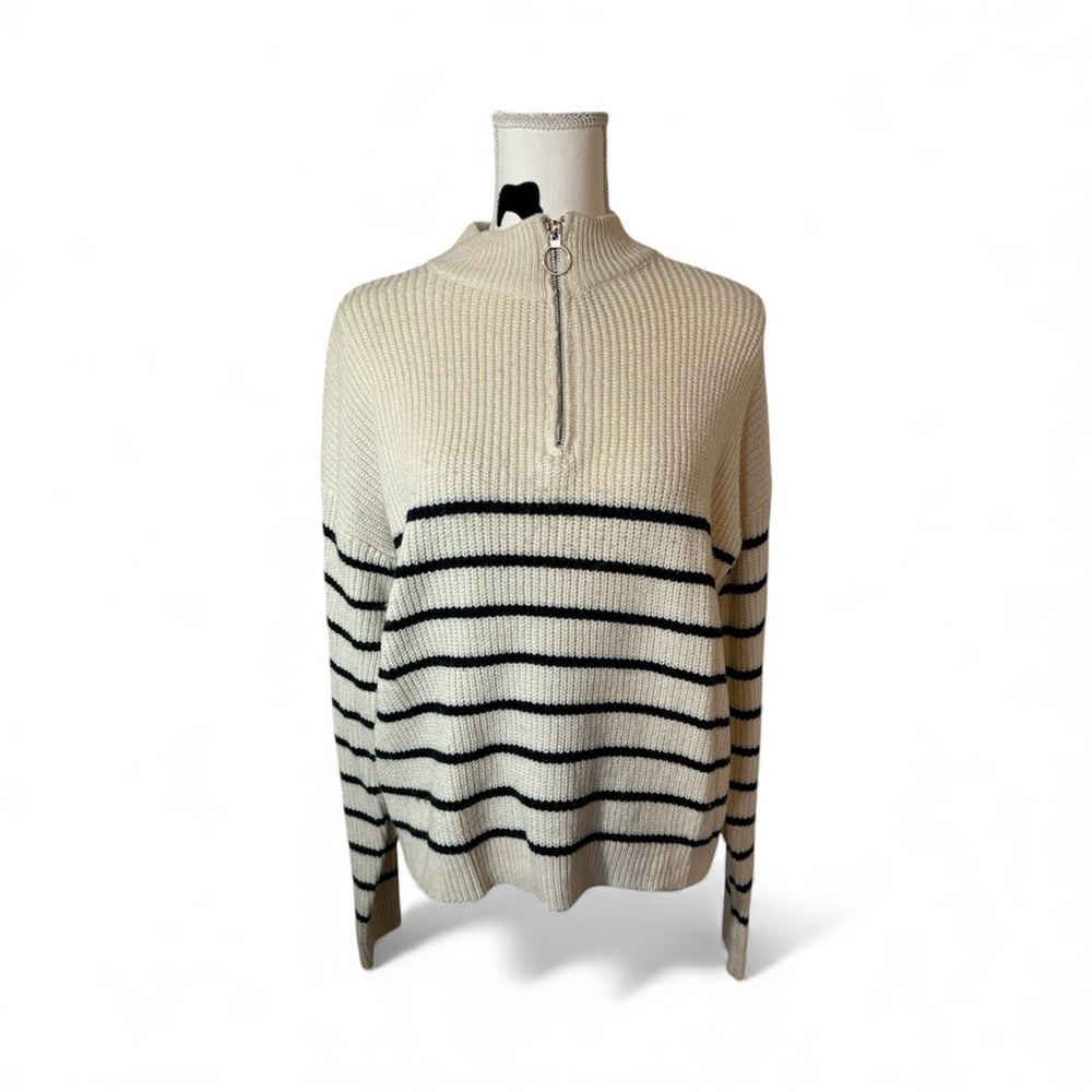 SHEIN cream and black strip sweater.